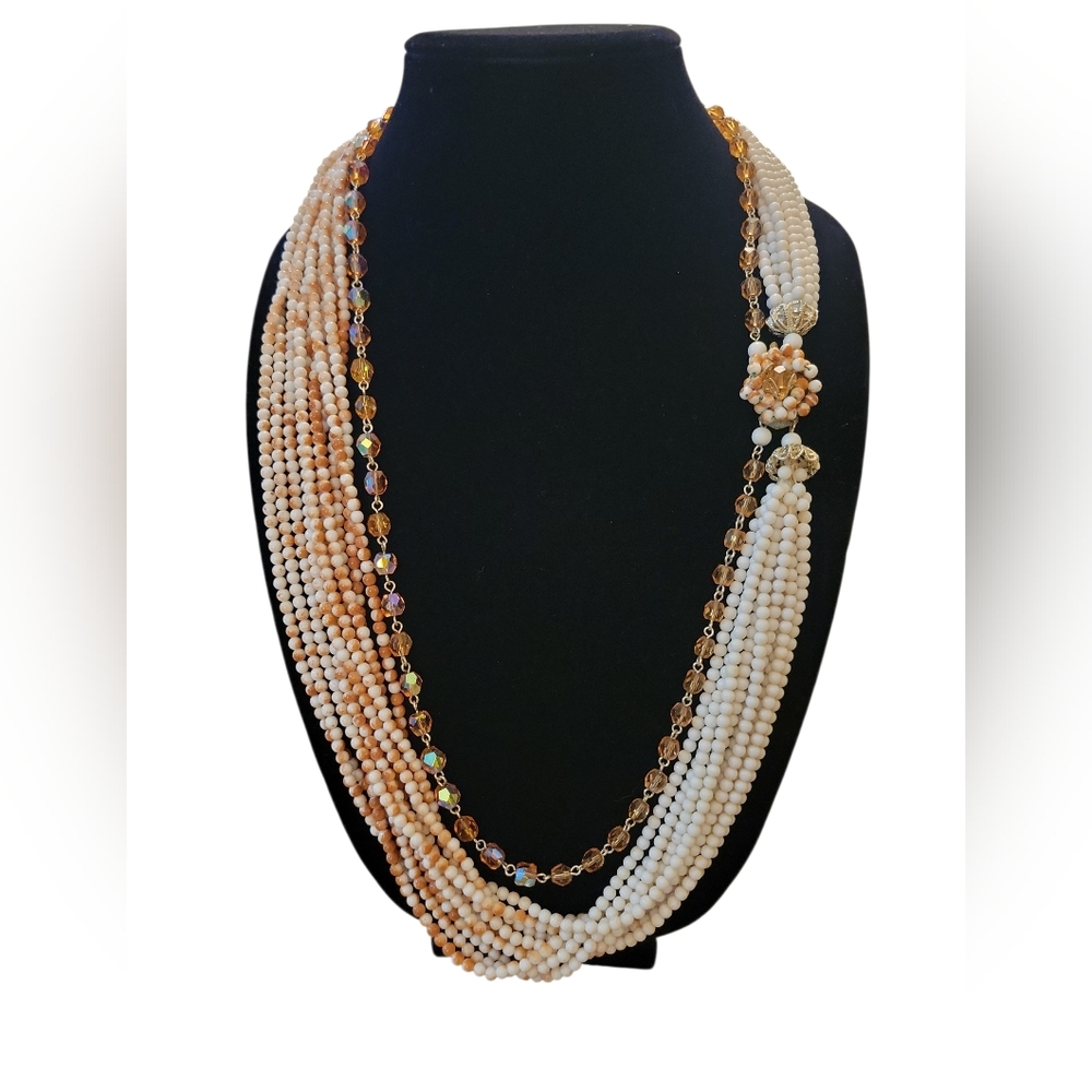 Vintage Japan Multi Strand Beaded Necklace